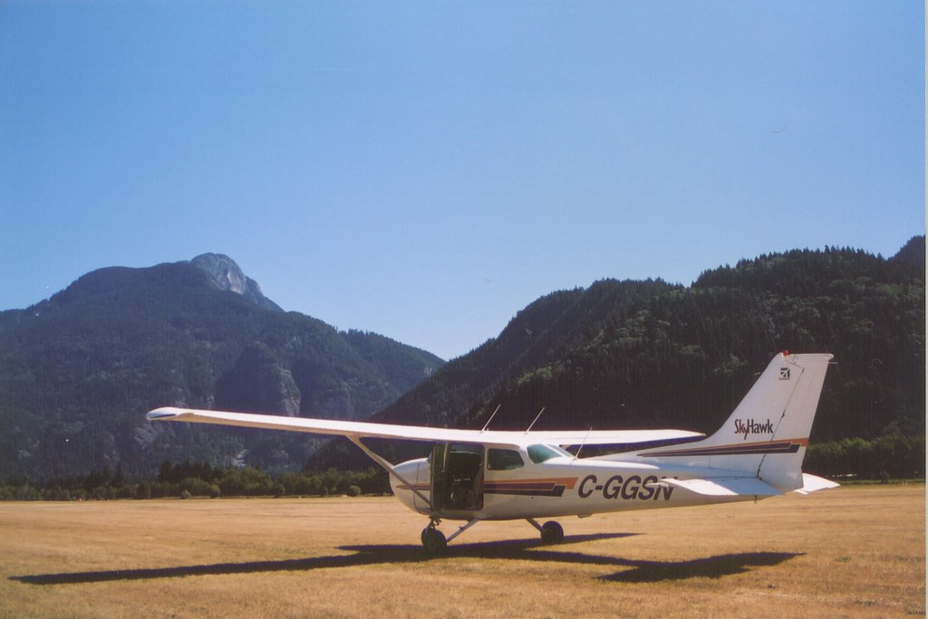 A light aircraft on a remote savanna airstrip, the kind of open grassland that draws large soaring raptors