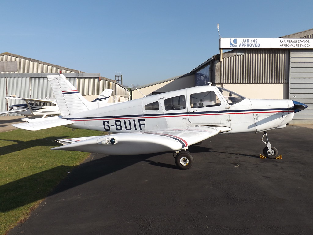 A light training aircraft at a flight school